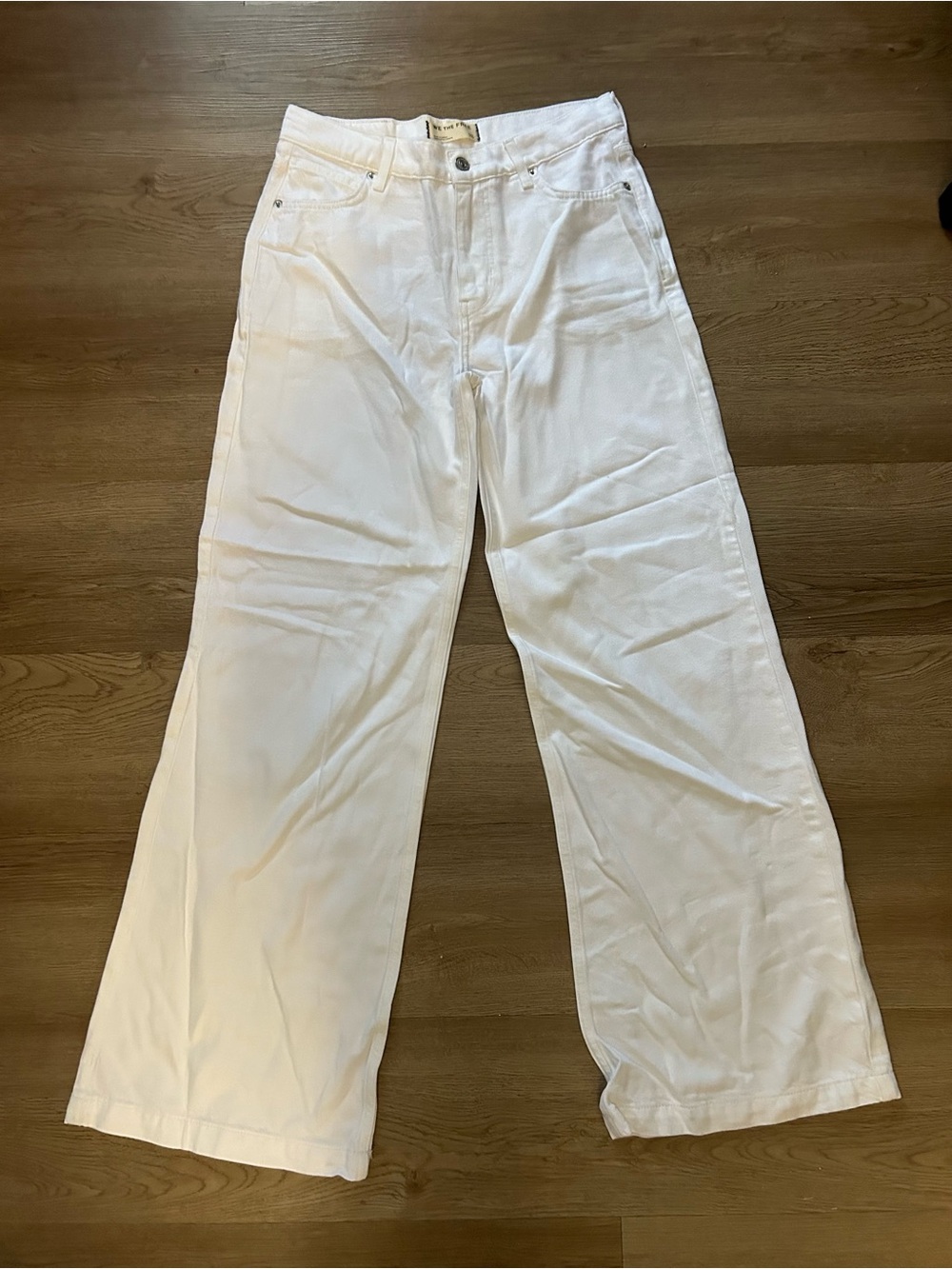 Free People We The Free Stride Wide Leg Jeans Optic White Size 25 NWOT #561